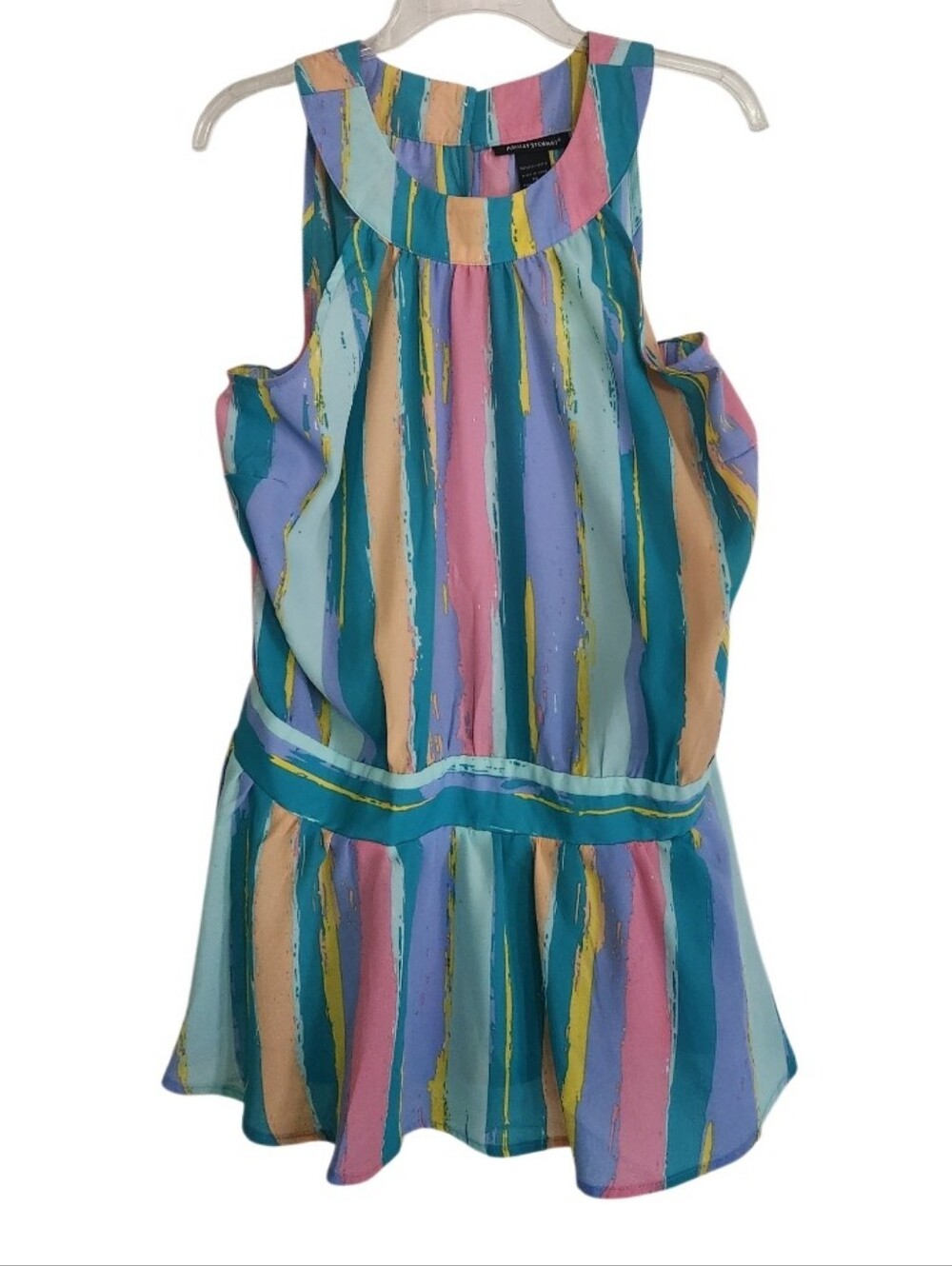Multicolor Striped Peplum Tank Top - Sz 18 Nwt